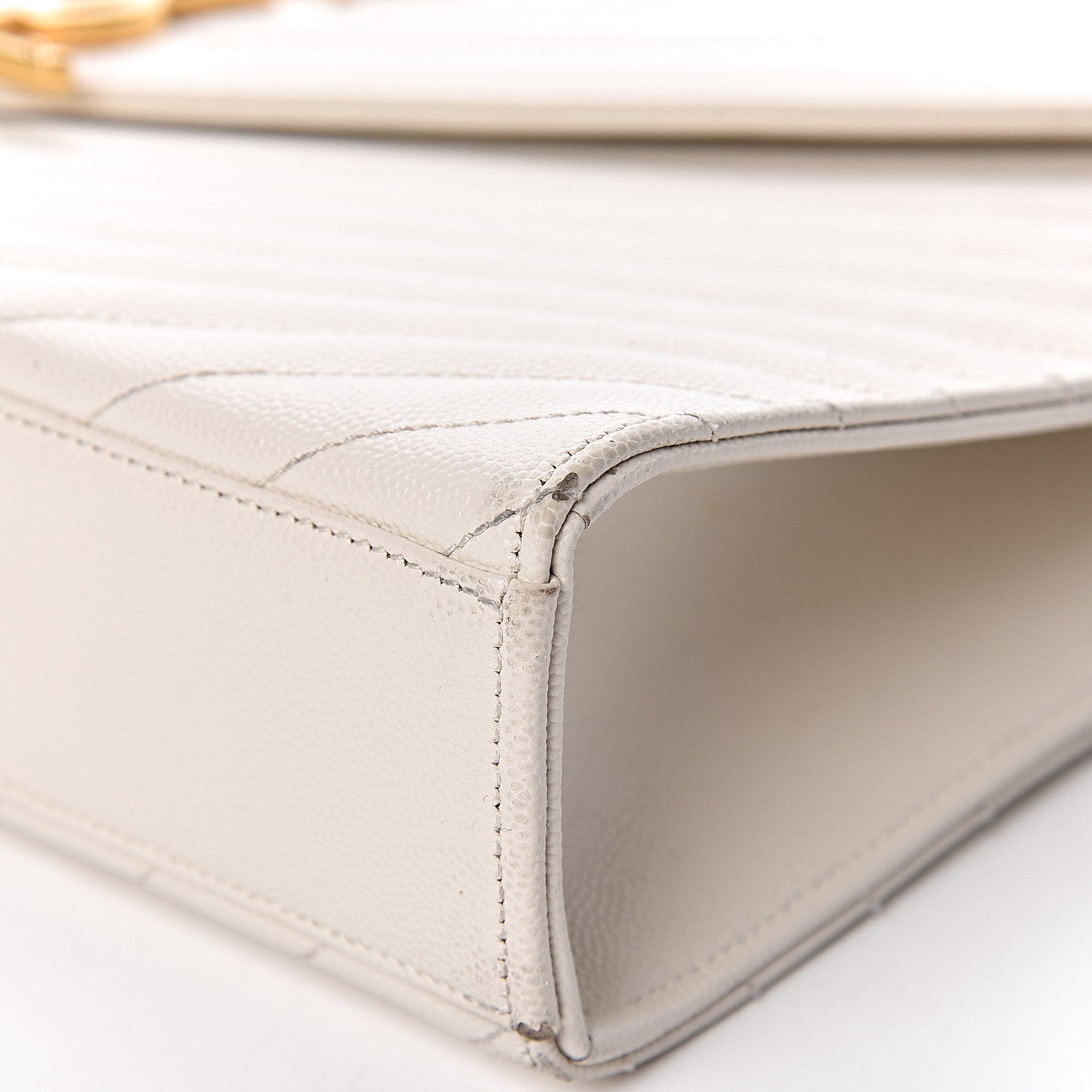 Saint Laurent Grain De Poudre Matelasse Chevron Large Monogram Satchel White 12 of 17