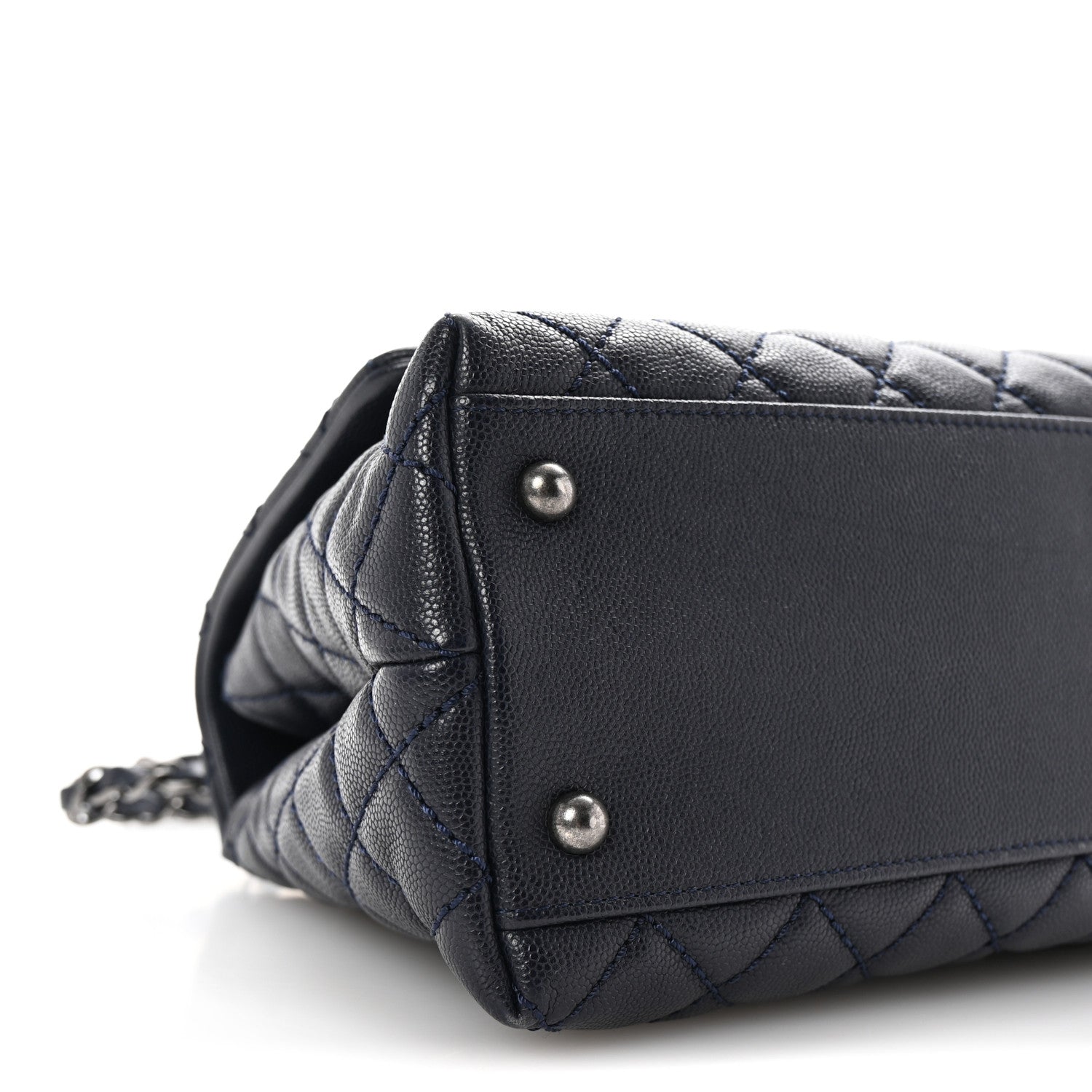 Chanel Caviar Lizard Embossed Quilted Small Coco Handle Flap Navy Blue 9 of 10