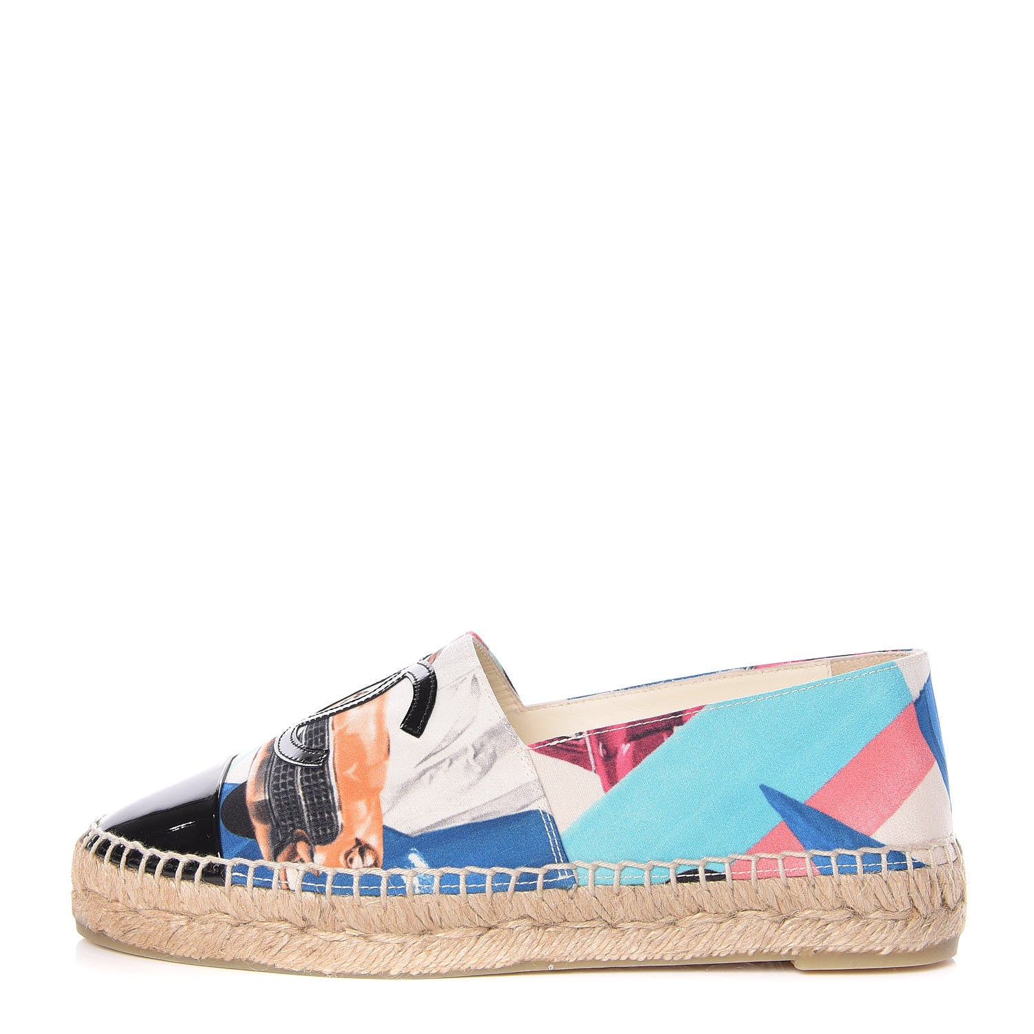 Chanel Crepe Patent CC Espadrilles 36 Multicolor Black 1 of 11