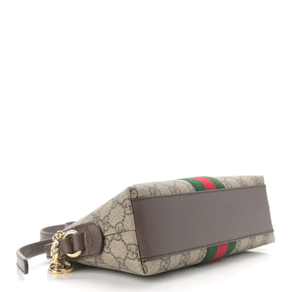 Gucci GG Supreme Monogram Textured Dollar Calfskin Web Small Ophidia Dome Shoulder Bag Beige Ebony New Acero 4 of 10