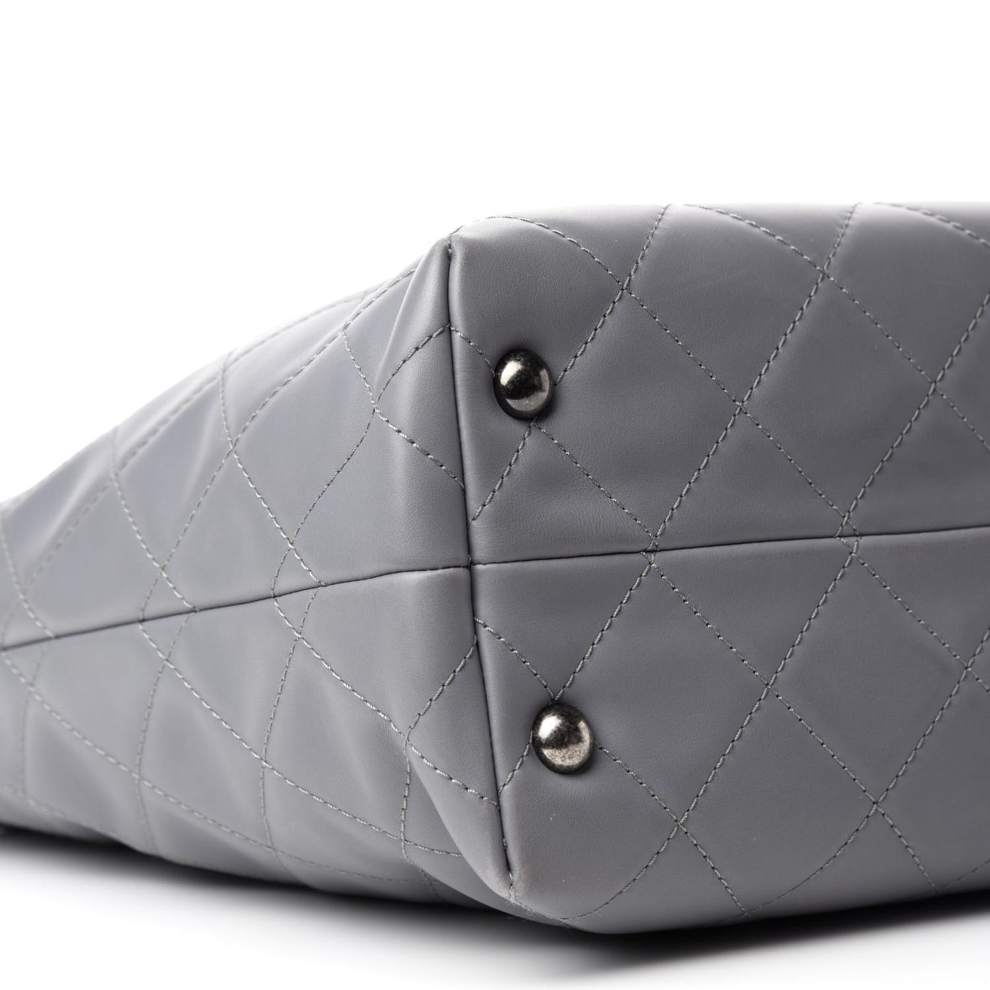 Lambskin Quilted Shopping Tote Grey