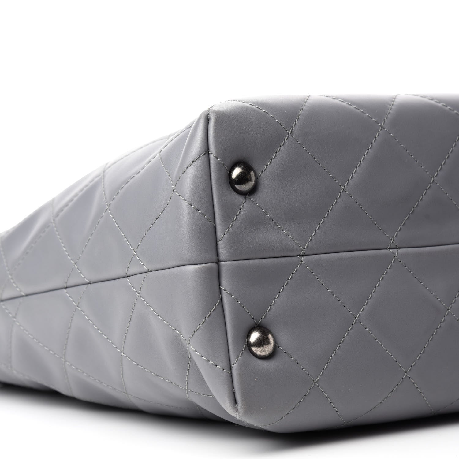 Chanel Lambskin Quilted Shopping Tote Grey 6 of 11