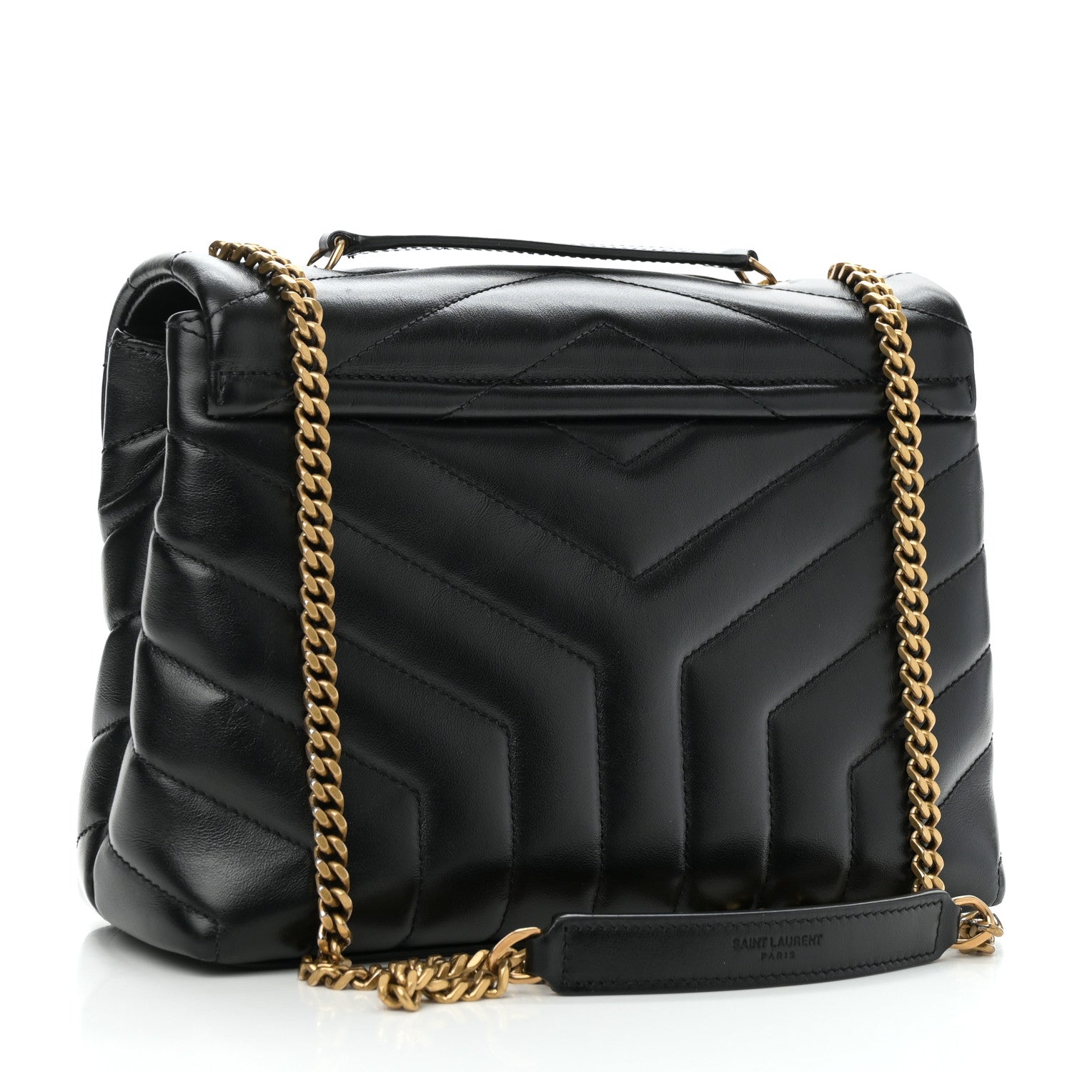 Saint Laurent Calfskin Y Quilted Monogram Small Loulou Chain Satchel Black 3 of 9