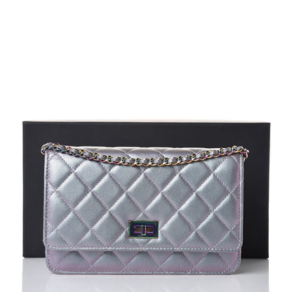 Chanel Iridescent Lambskin Quilted Reissue Wallet On Chain WOC Light Purple 8 of 8