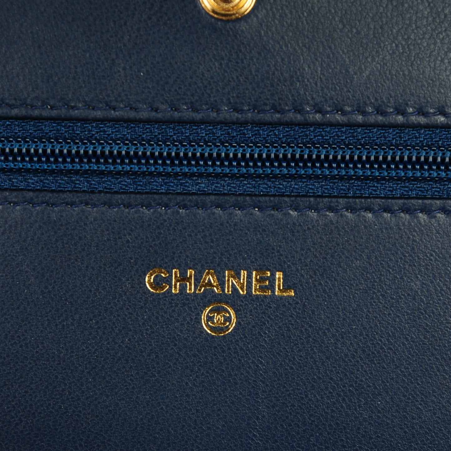 Lambskin Quilted Boy Wallet On Chain WOC Navy Blue
