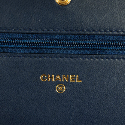 Chanel Lambskin Quilted Boy Wallet On Chain WOC Navy Blue 6 of 8