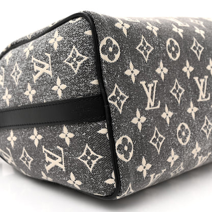 Louis Vuitton Denim Monogram Jacquard Speedy Bandouliere 25 Black 8 of 9