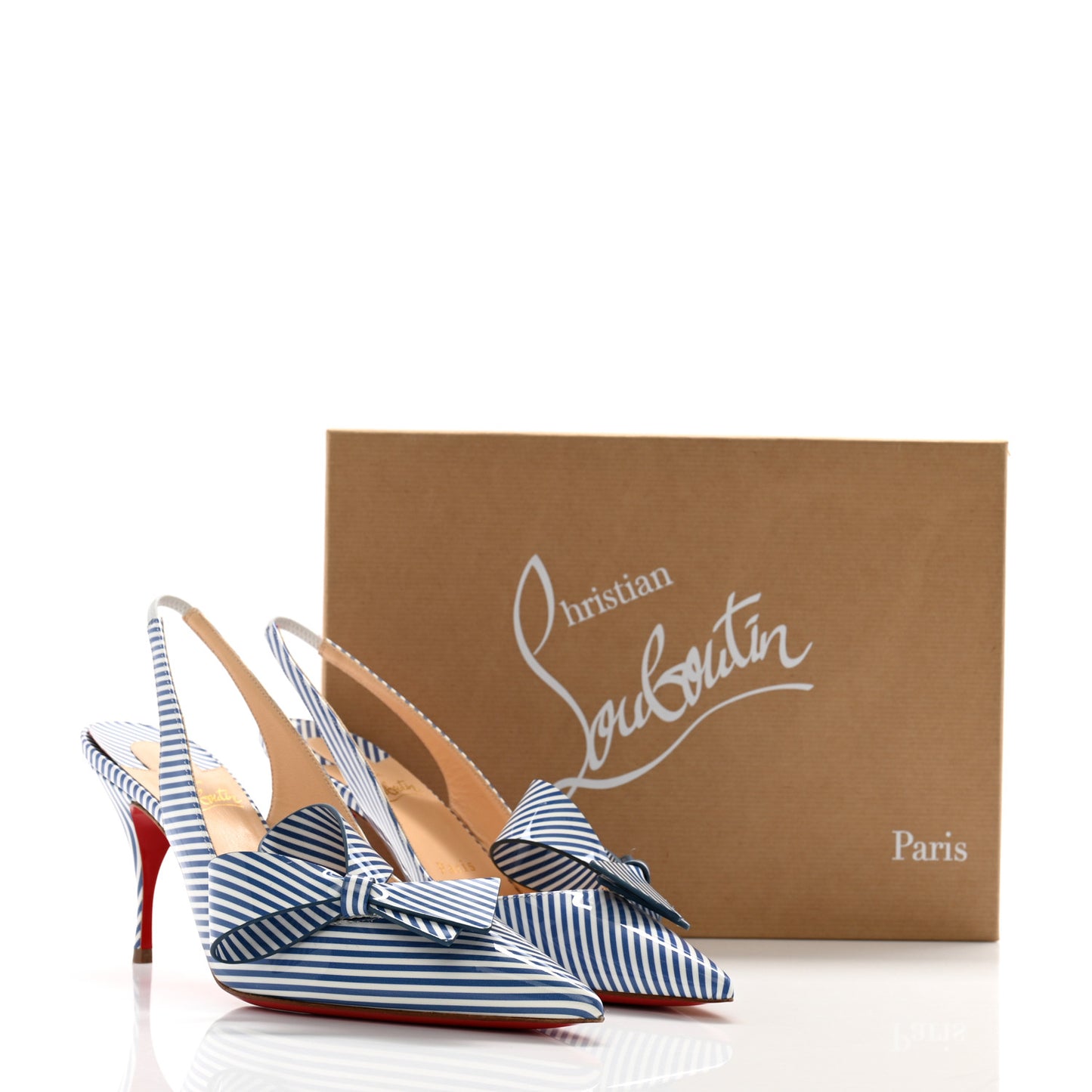 Patent Stripes Clare Nodo 80 Pumps 37.5 Jeans White