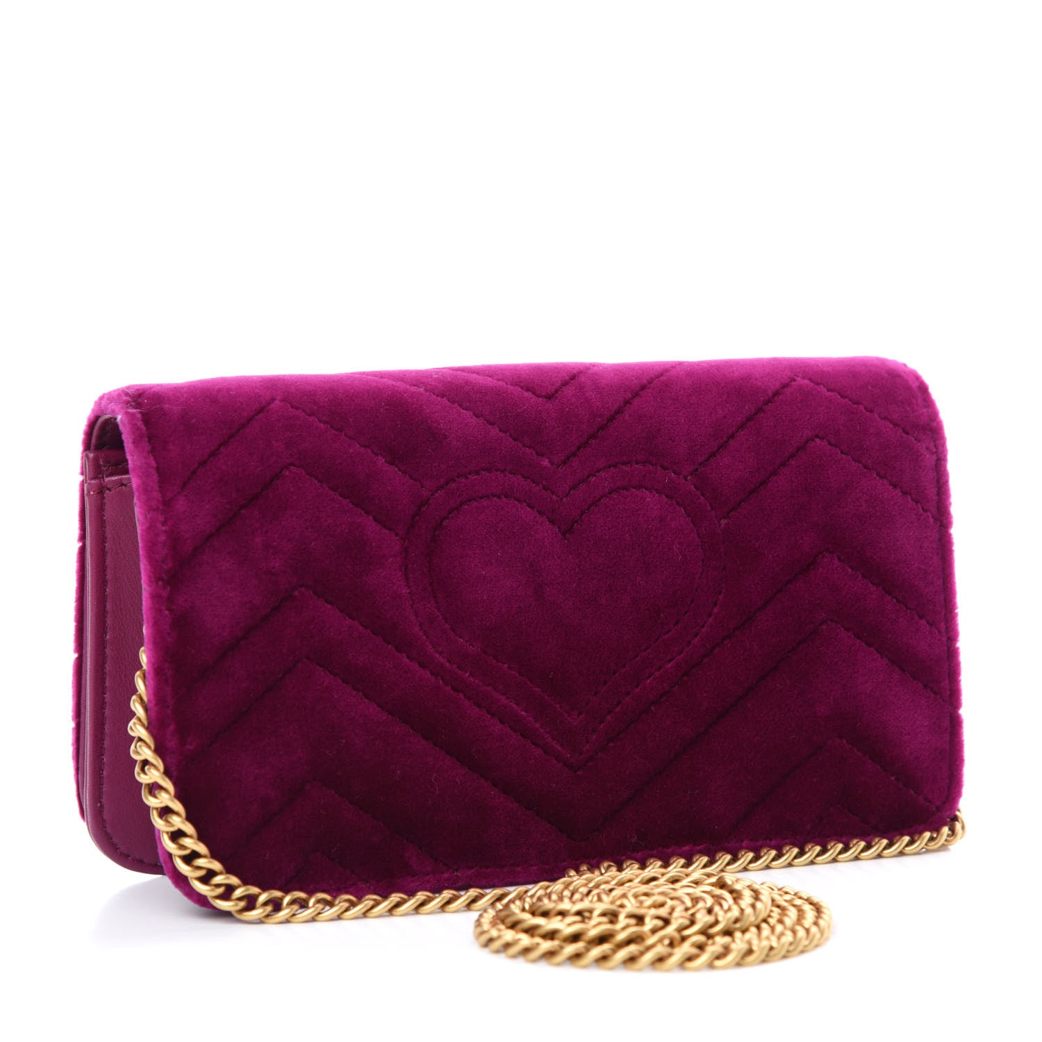 Gucci Velvet Matelasse GG Marmont Mini Bag Fuchsia Violet Cyclamen 3 of 10