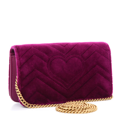 Gucci Velvet Matelasse GG Marmont Mini Bag Fuchsia Violet Cyclamen 3 of 10