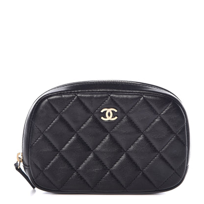 Chanel Lambskin Quilted Small Curvy Pouch Cosmetic Case Black 1 of 7