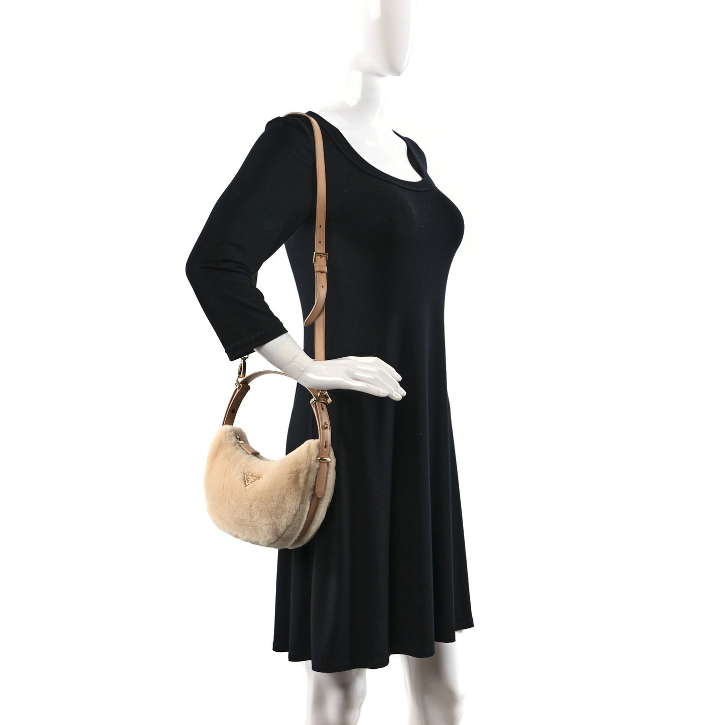 Shearling Arque Shoulder Bag Ecru Noisette