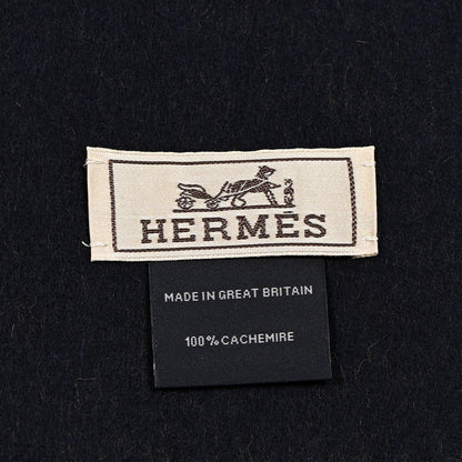 Hermes Cashmere Fringe Double Face Scarf Marine Bronze 4 of 4