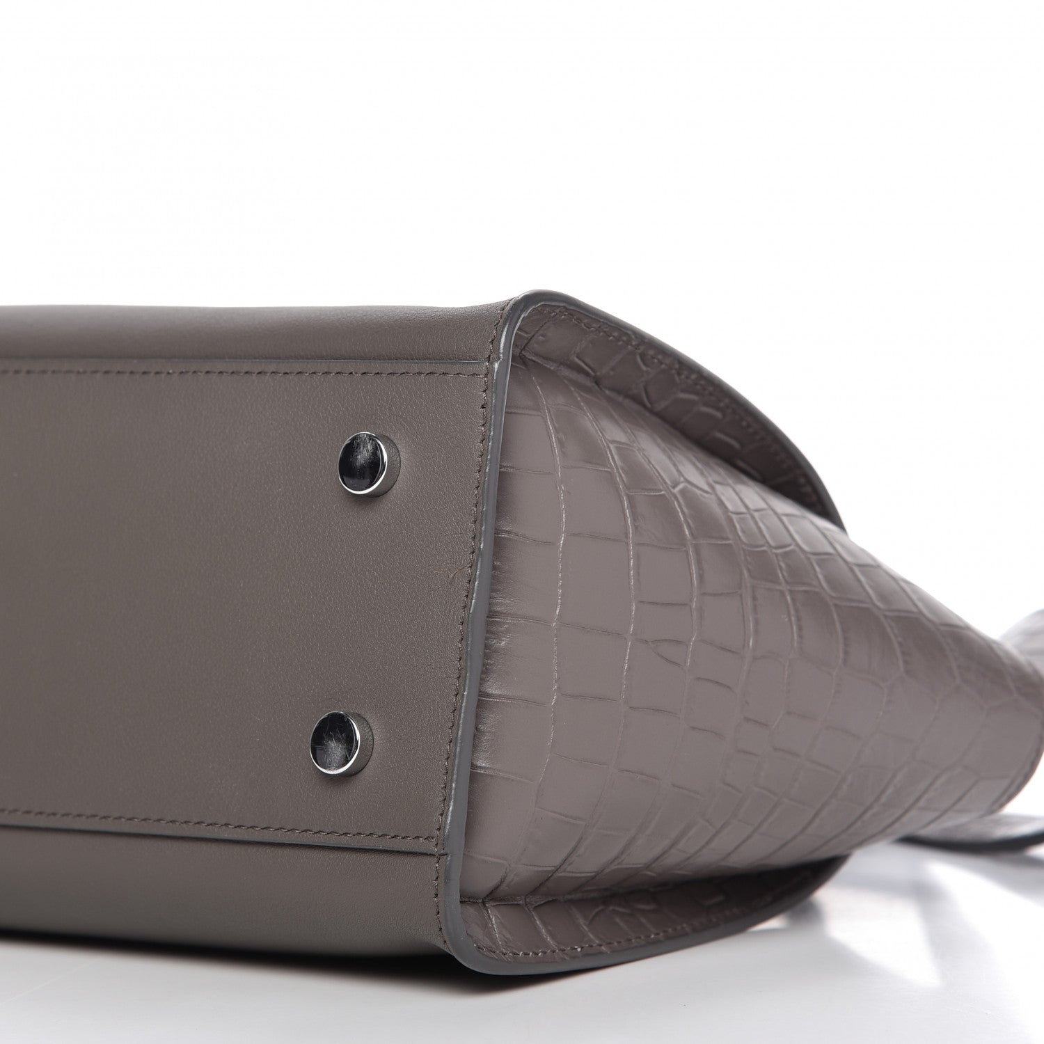 Saint Laurent Smooth Calfskin Crocodile Embossed Baby Monogram Downtown Cabas Earth 7 of 10