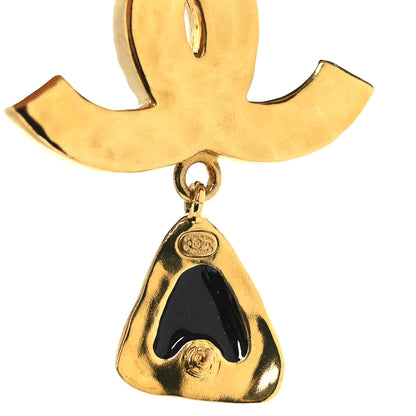 Chanel Resin CC Drop Earrings Gold Black 4 of 4
