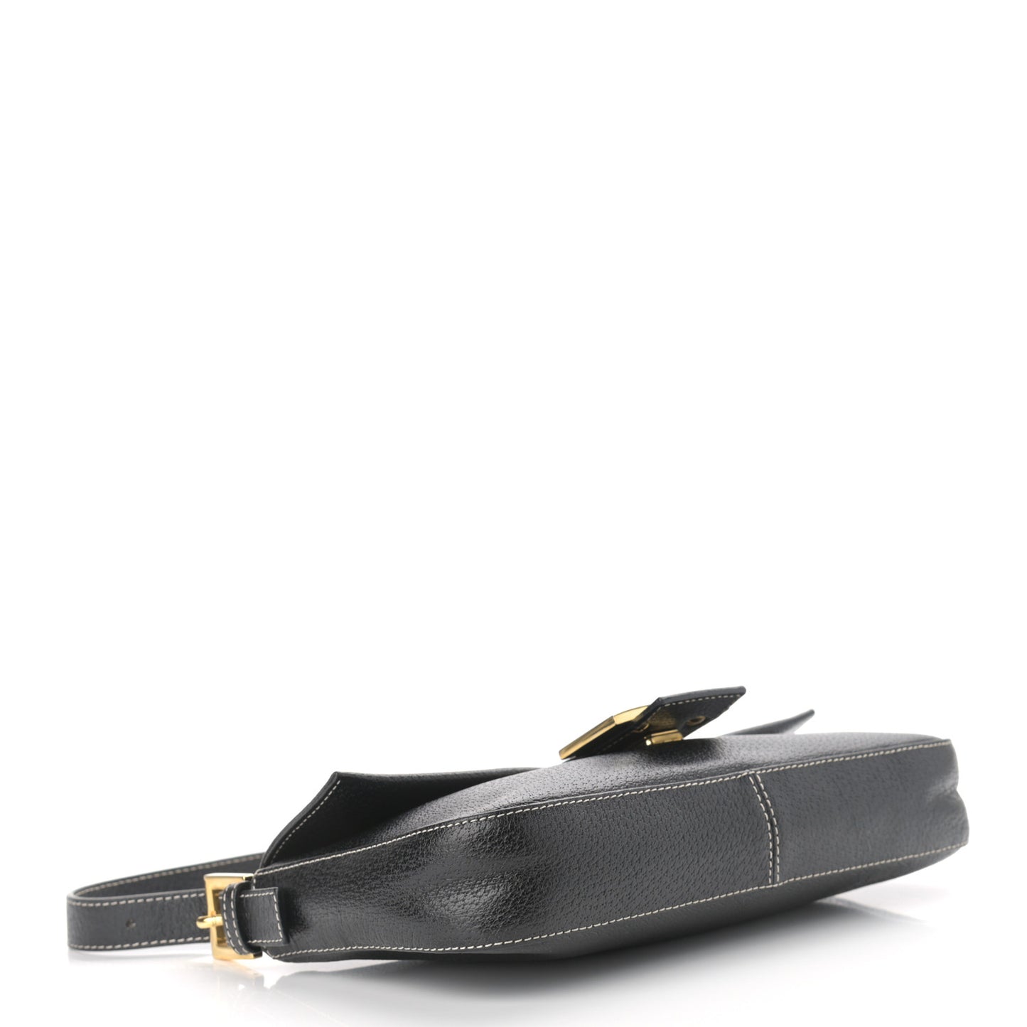 Pebbled Calfskin Baguette Black