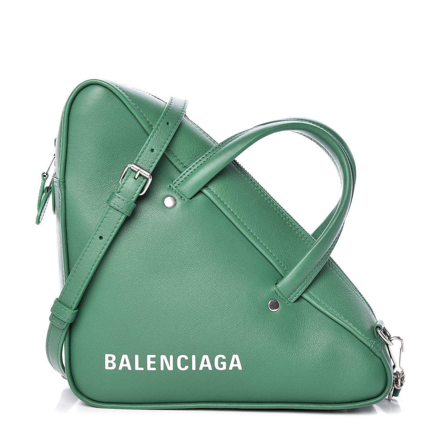 Shiny Day Calfskin S Triangle Duffle Vert Irlandais