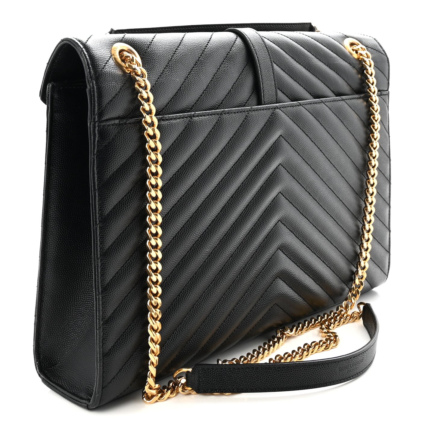 Grain De Poudre Matelasse Chevron Large Monogram Satchel Black