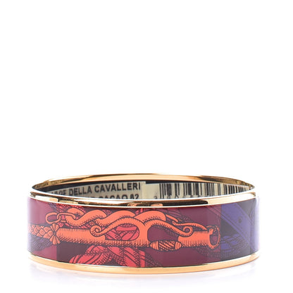 Hermes Enamel Printed Della Cavalleria Wide Bracelet 62 Cacao 3 of 5