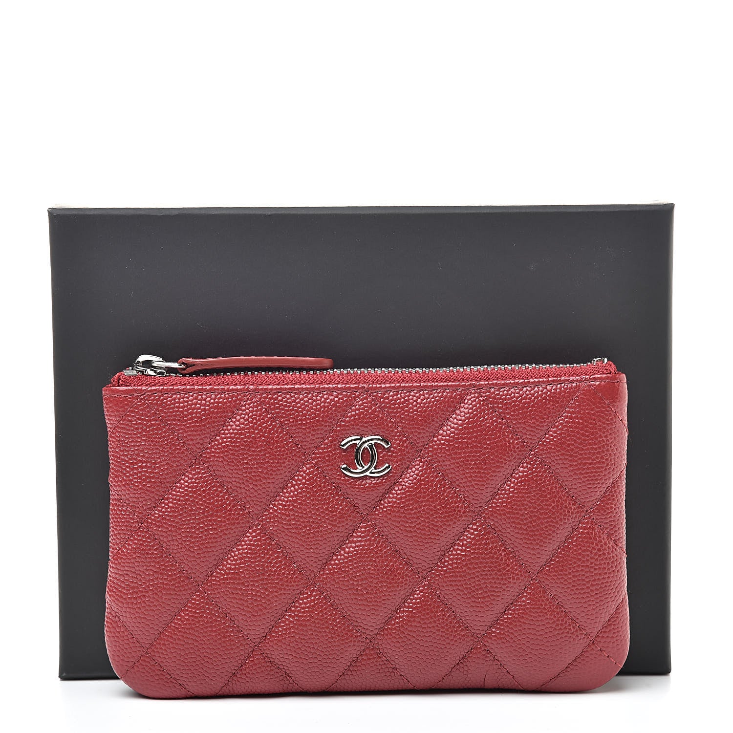 Chanel Caviar Quilted Small Cosmetic Case Dark Red 8 of 8