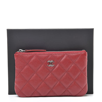 Chanel Caviar Quilted Small Cosmetic Case Dark Red 8 of 8