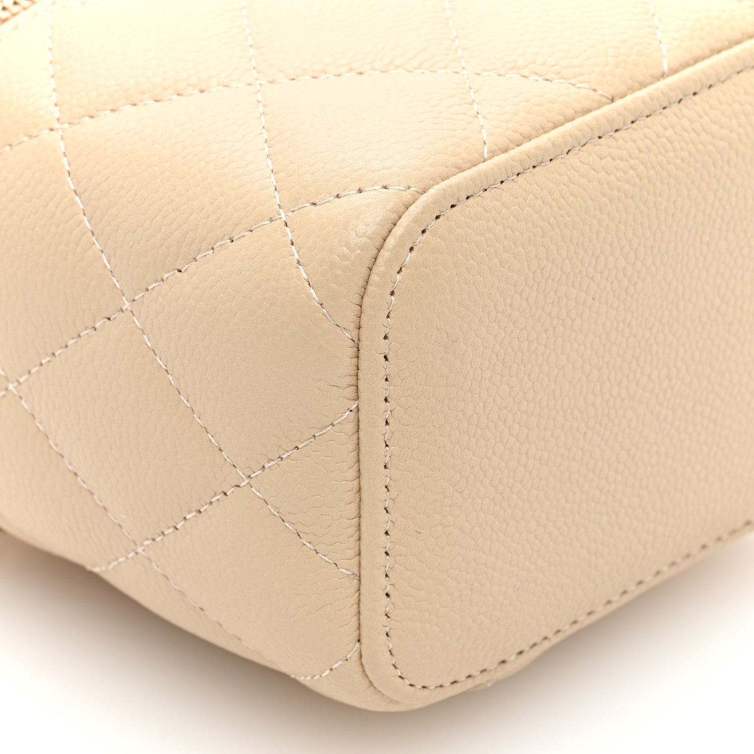 Chanel Caviar Quilted Tiny CC Mini Vanity Case With Chain Light Beige 10 of 12