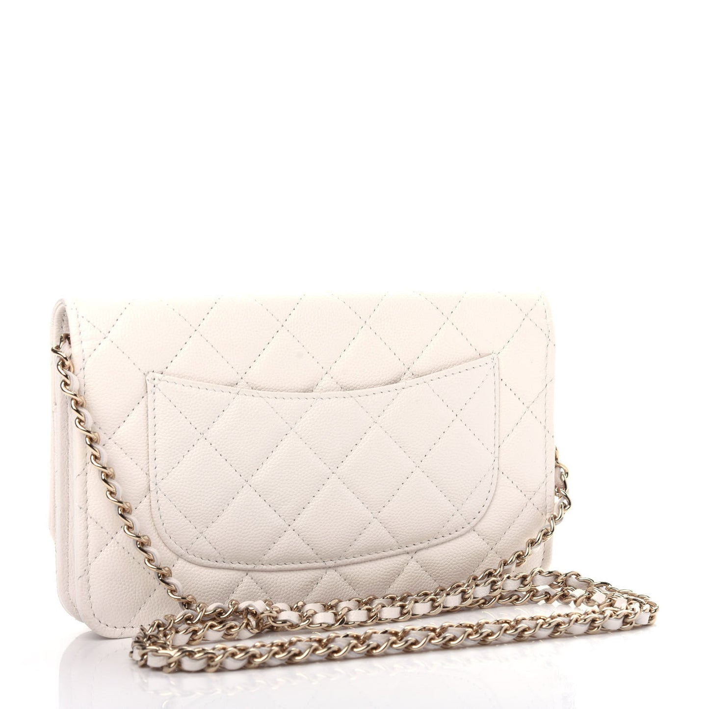 Caviar Quilted Wallet On Chain WOC White