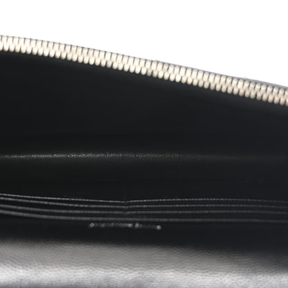Saint Laurent Grain De Poudre Matelasse Chevron Monogram Envelope Chain Wallet Black 5 of 10
