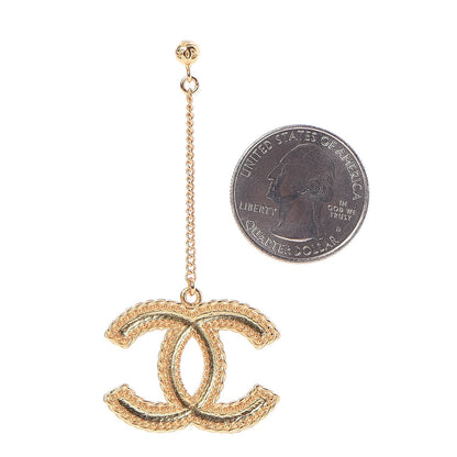 Chanel CC Drop Earrings Matte Gold 2 of 5