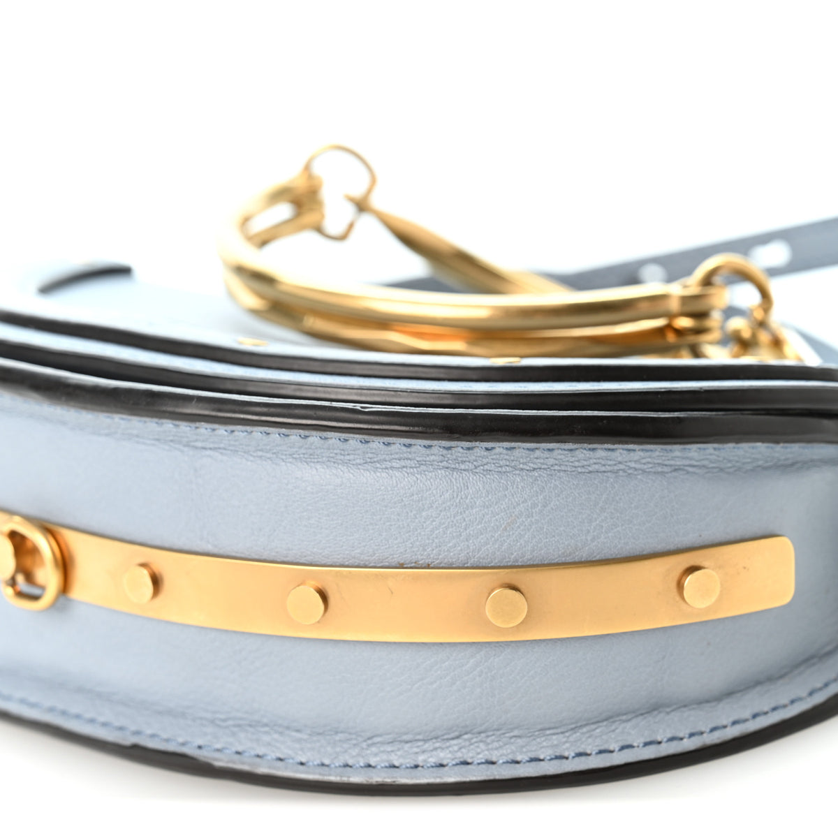 Calfskin Small Nile Bracelet Minaudiere Bag Washed Blue