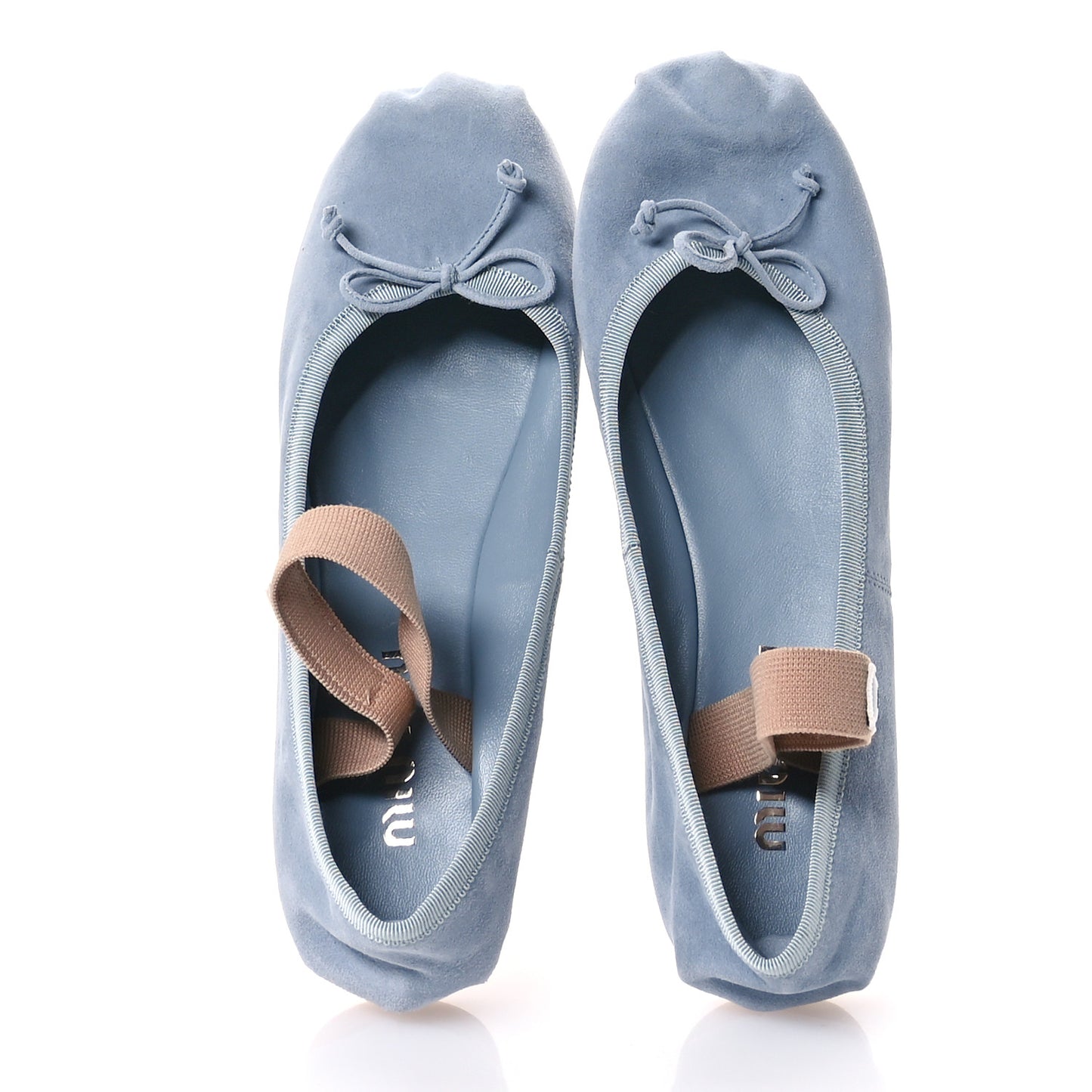 Velluto Froisse Ballerina Flats 37.5 Blue