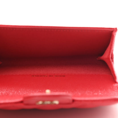Chanel Caviar Quilted Flap Card Holder Wallet Red 5 of 9