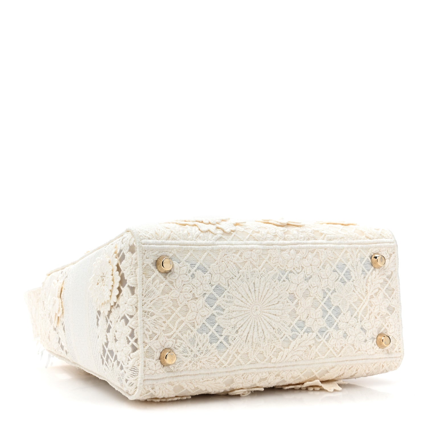 Christian Dior Lace 3D Macrame Embroidered Medium Lady D-Lite White 4 of 8