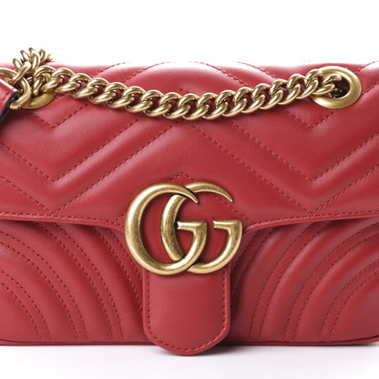 Gucci Calfskin Matelasse Mini GG Marmont Shoulder Bag Hibiscus Red 10 of 10