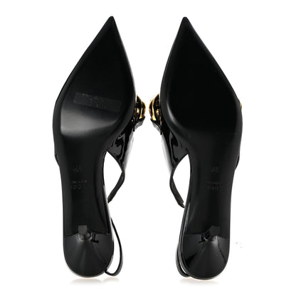 Gucci Vernice Crystal Nappa Charlotte Marina Slingback Pumps 37 Black 6 of 11