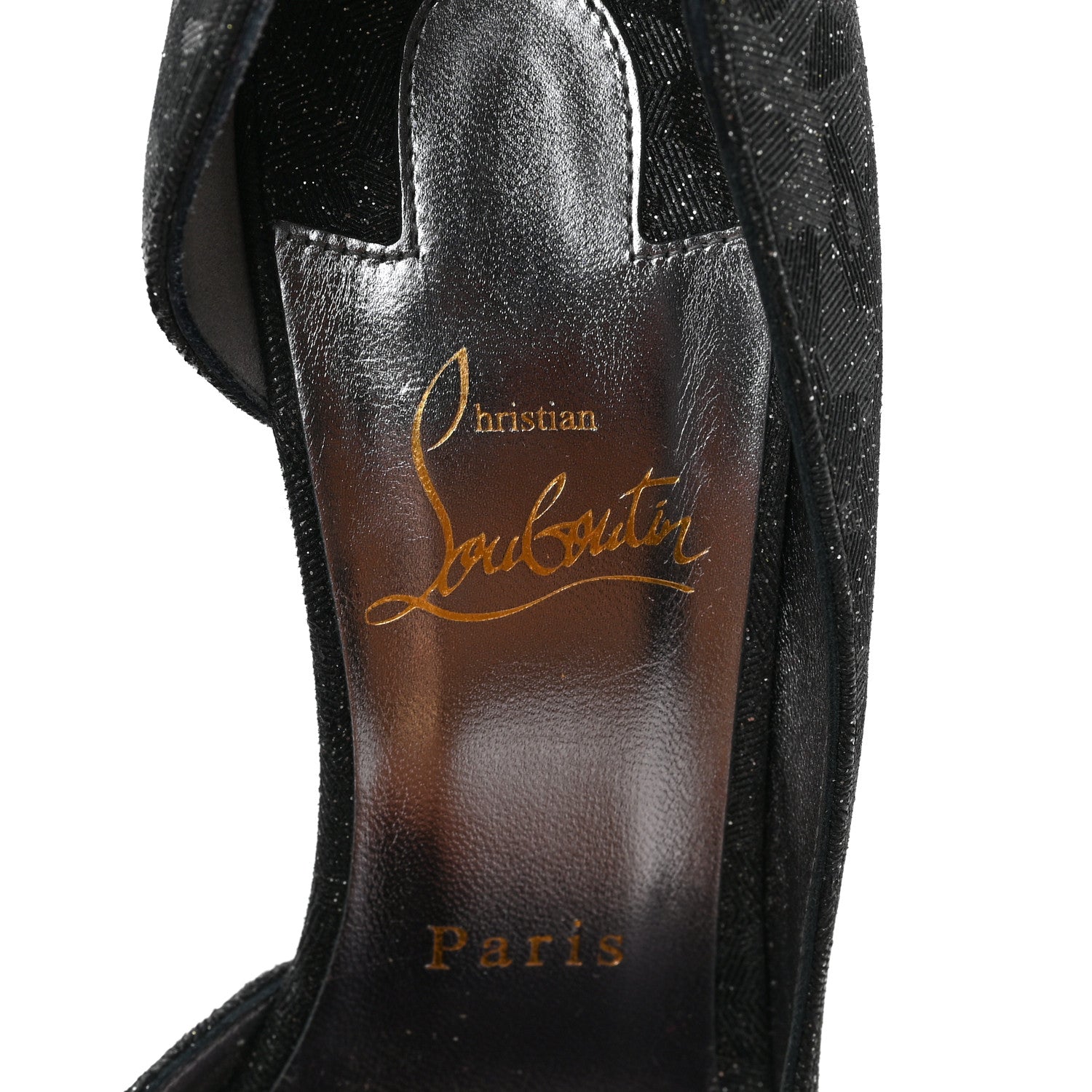 Christian Louboutin Glitter Iriza Kid Flinstar 100 Pumps 38.5 Black 7 of 8