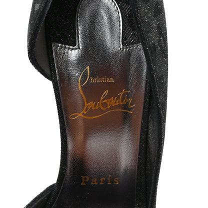 Christian Louboutin Glitter Iriza Kid Flinstar 100 Pumps 38.5 Black 7 of 8