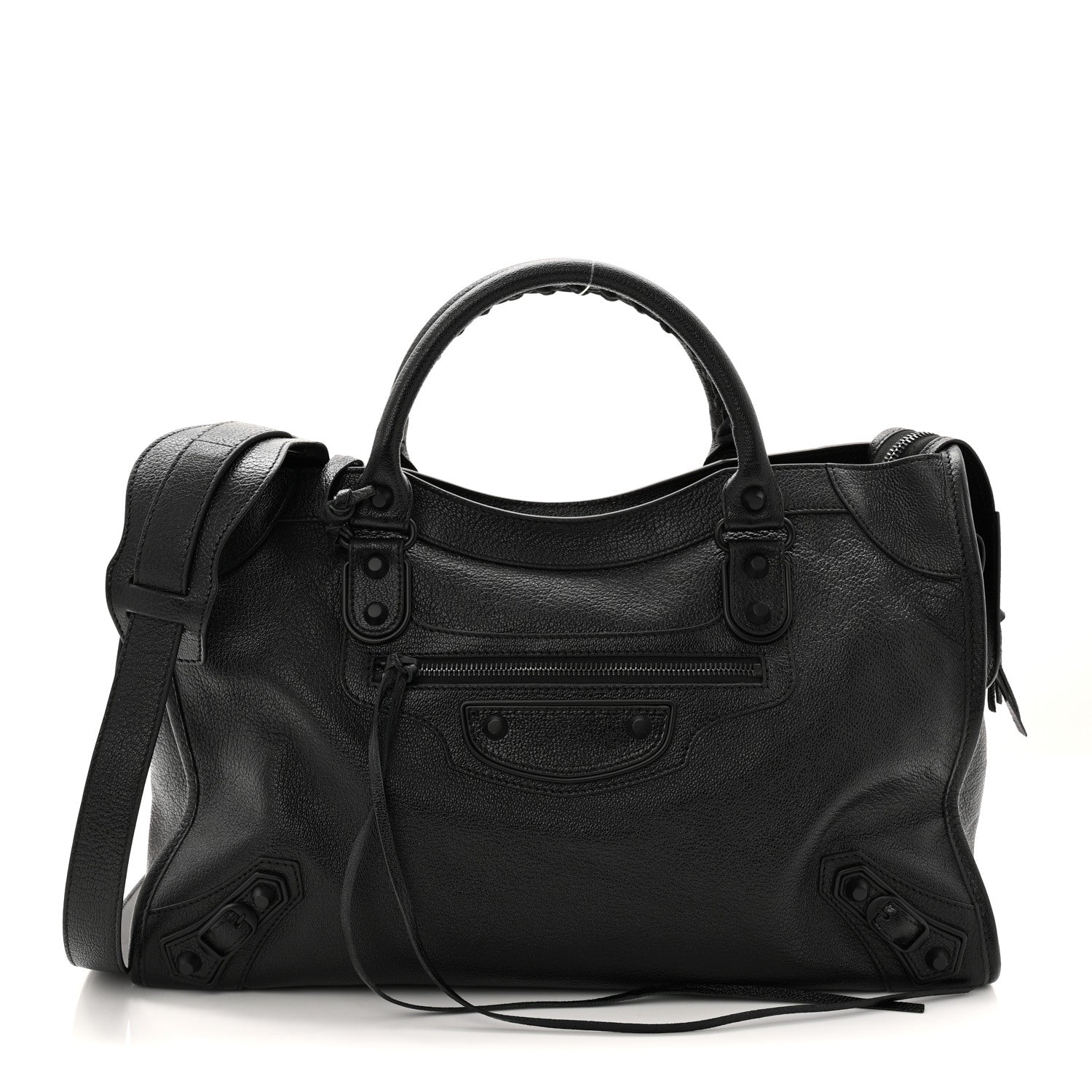 Balenciaga Shiny Grained Goatskin Black Metallic Edge City Black 1 of 11