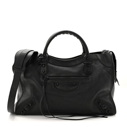 Balenciaga Shiny Grained Goatskin Black Metallic Edge City Black 1 of 11