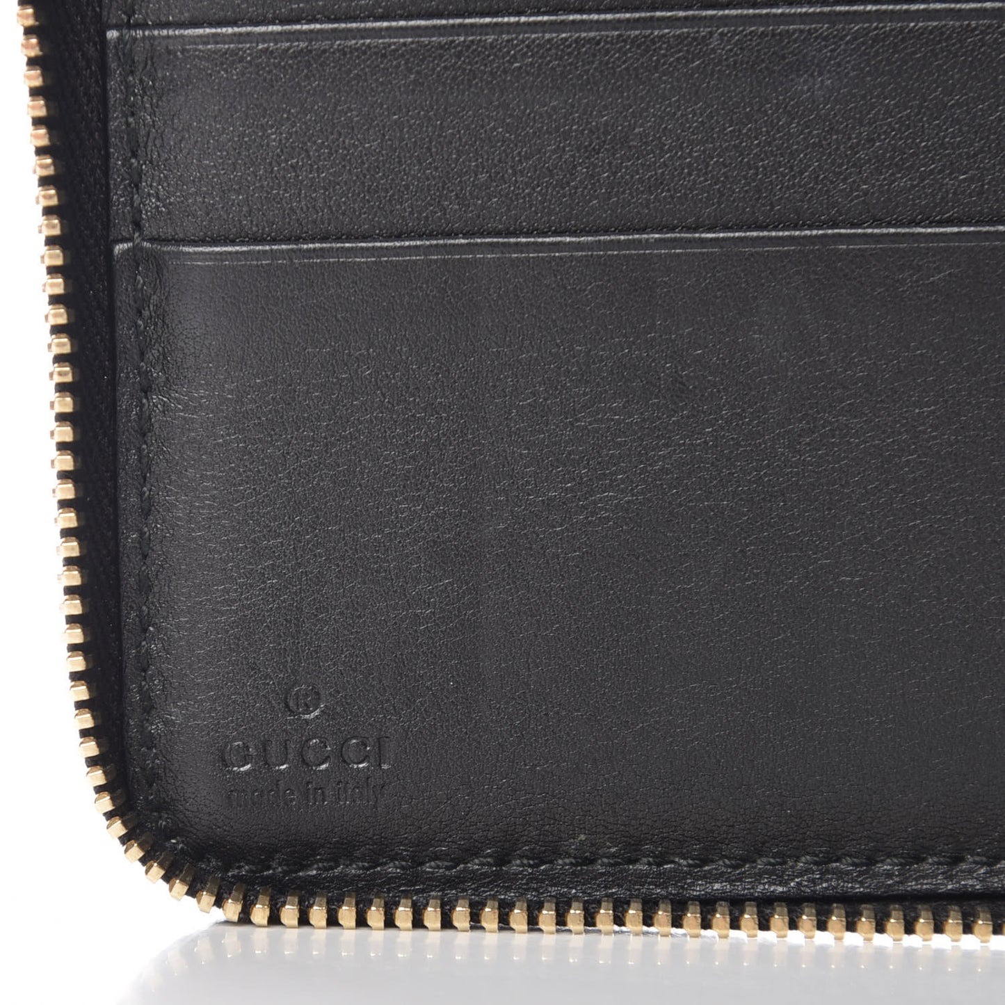Guccissima Metal Bar Zip Around Organizer Wallet Black