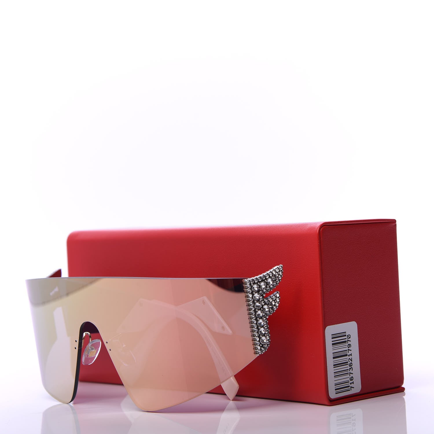 Fendi Mirrored Crystal Embellished FFreedom Shield Sunglasses FF 0382/S Pink 8 of 8