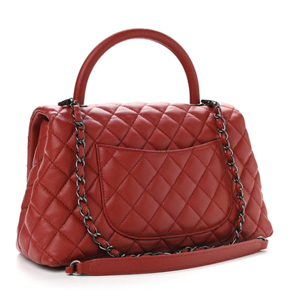 Chanel Caviar Quilted Small Coco Handle Flap Red 3 of 11