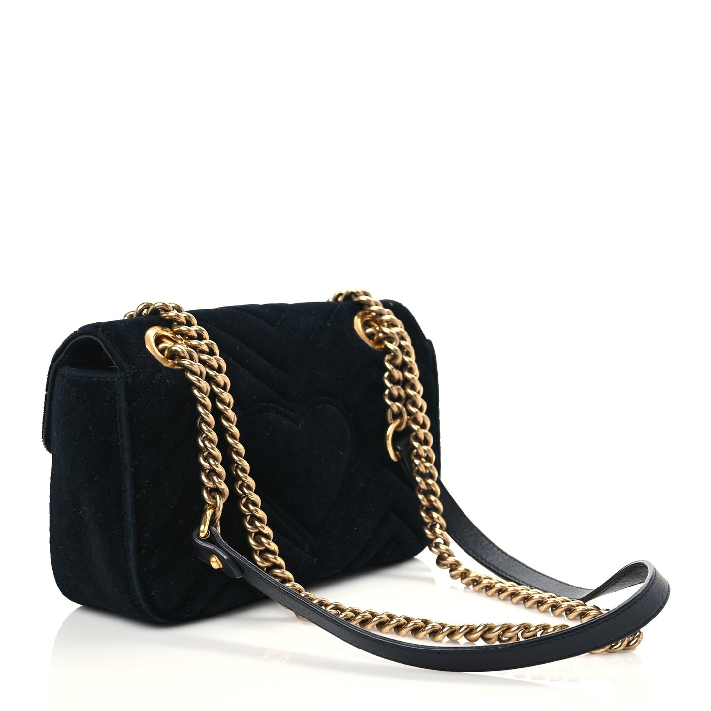Velvet Matelasse Mini GG Marmont Shoulder Bag Black