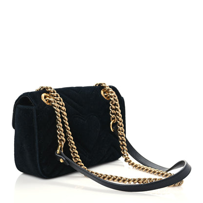 Gucci Velvet Matelasse Mini GG Marmont Shoulder Bag Black 3 of 7