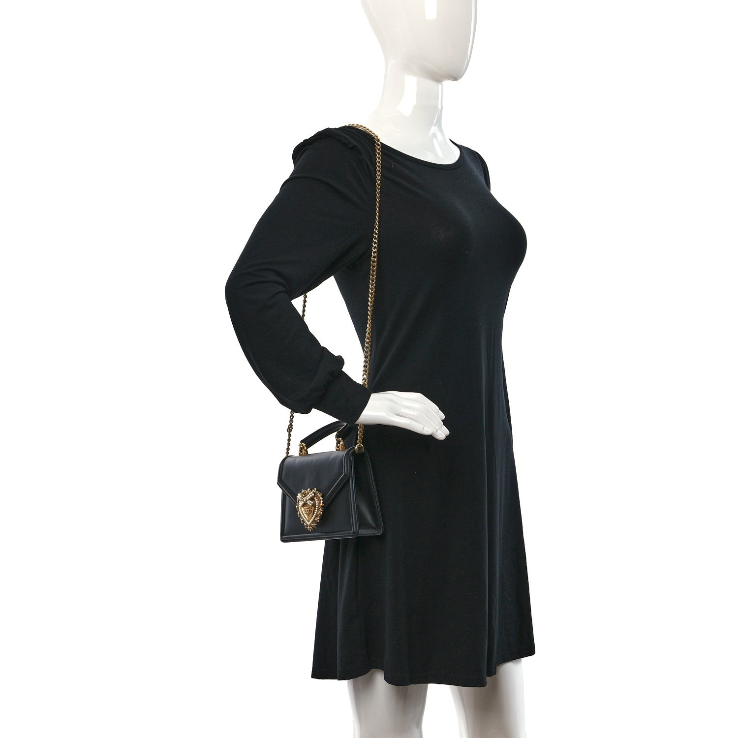 Dolce & Gabbana Smooth Calfskin Small Devotion Envelope Top Handle Bag Black 2 of 11