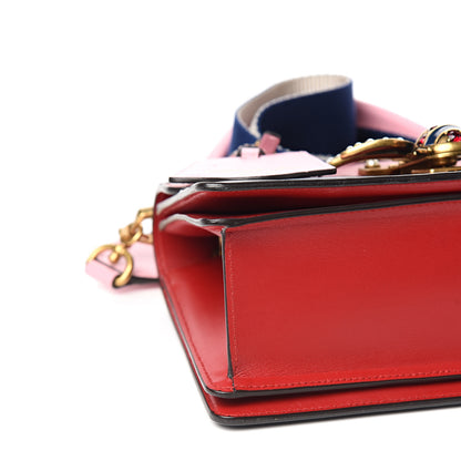 Gucci Calfskin Sylvie Web Small Queen Margaret Top Handle Bag Blue Agata Hibiscus Red Mystic White Sugar Pink 7 of 9