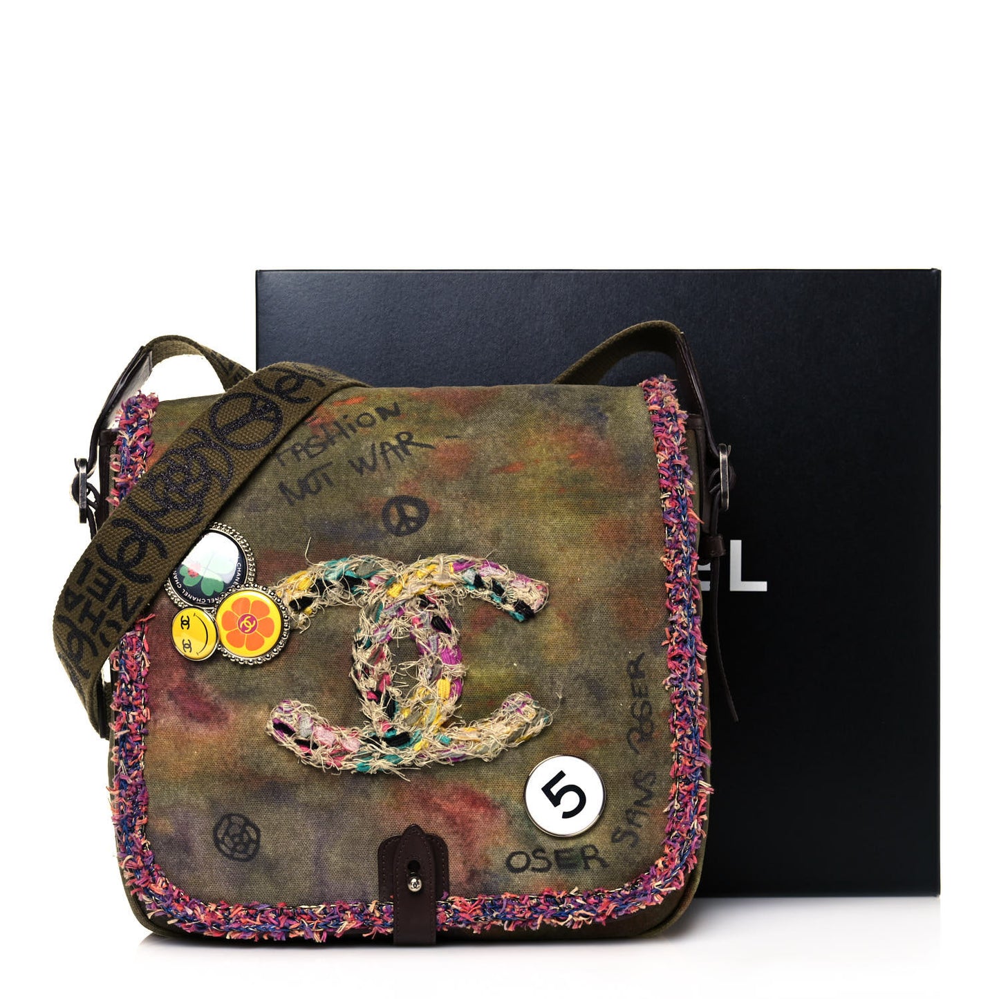 Washed Toile Graffiti On The Pavements Messenger Khaki Multicolor