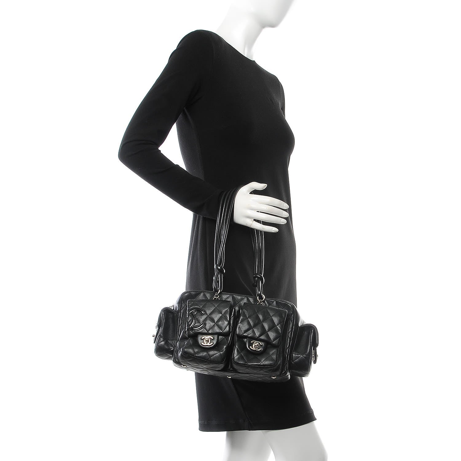 Chanel Calfskin Quilted Small Cambon Multipocket Reporter Black 2 of 10