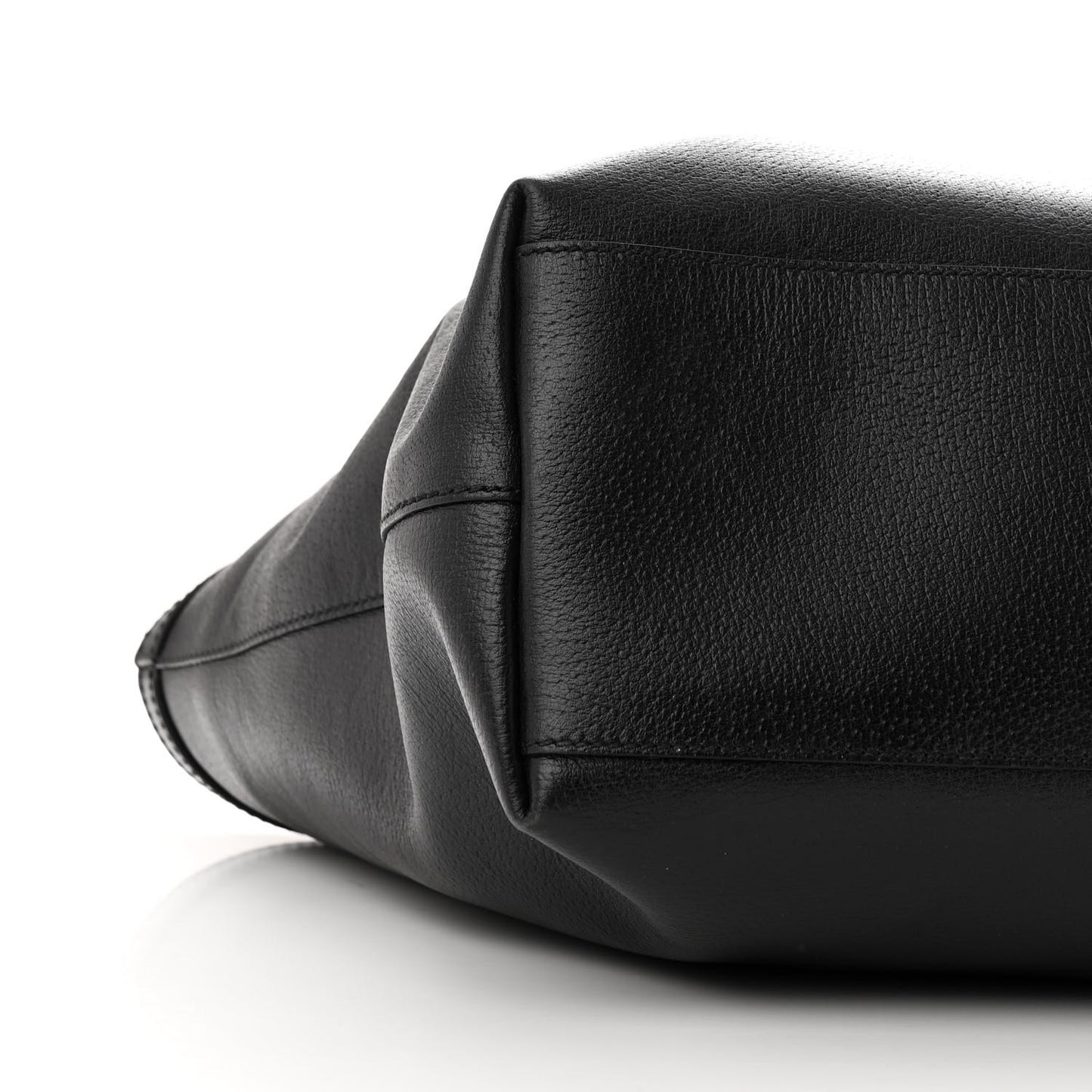 Textured Calfskin Web Medium Ophidia Shopping Tote Black