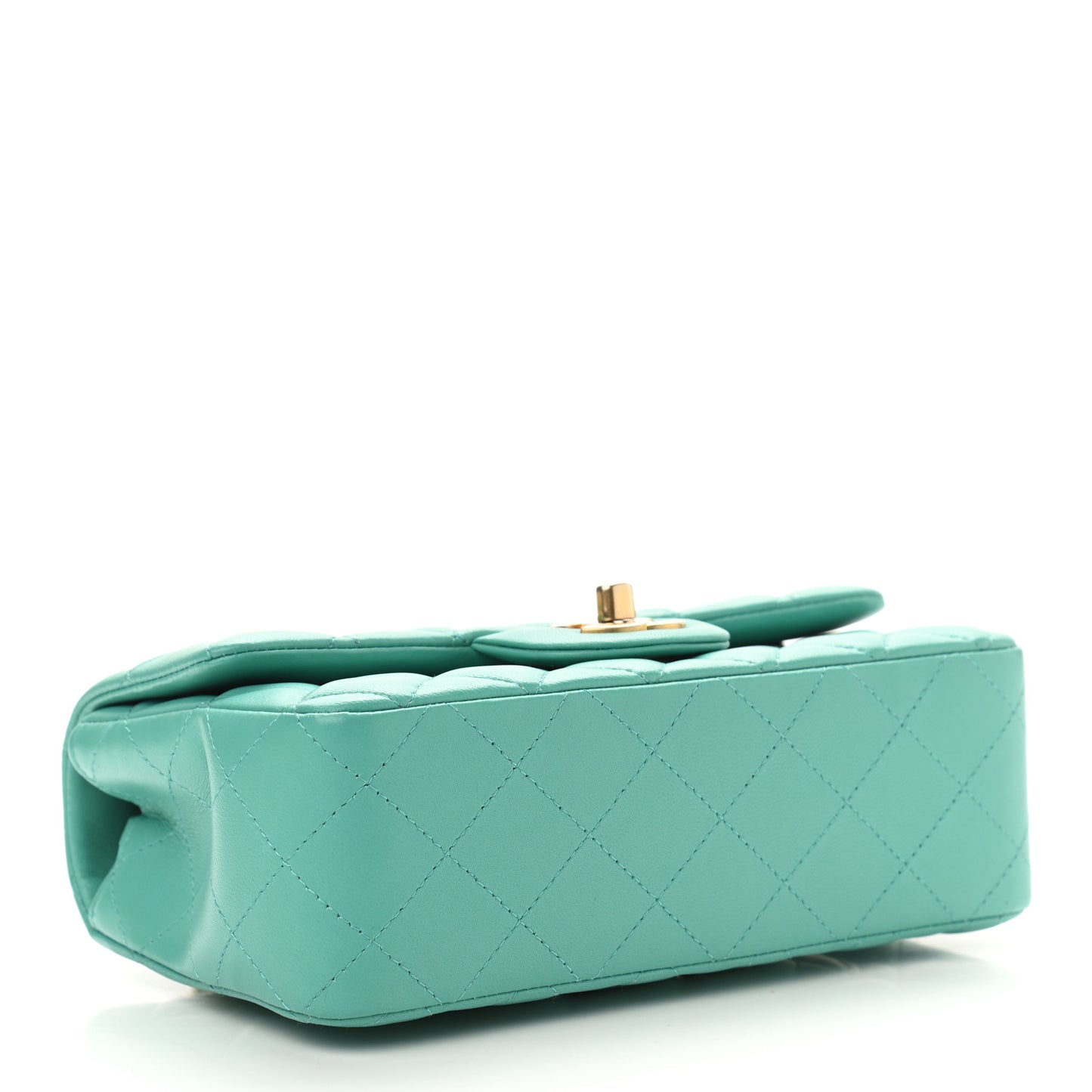 Lambskin Quilted Mini Rectangular Flap Turquoise